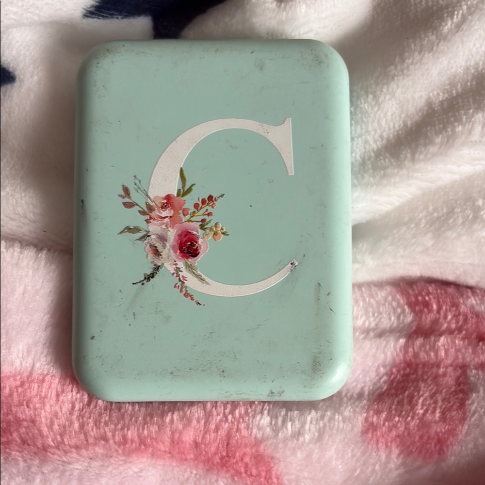 Mint Green Floral on the go led light mirror